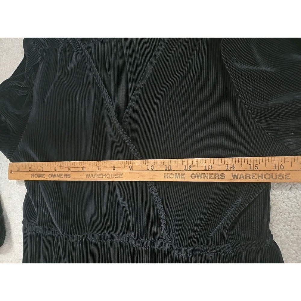 Baltic Born Black Faux Wrap Maxi Dress Sz L - Crushed Velvet Ribbed Holiday Glam - Picture 11 of 12